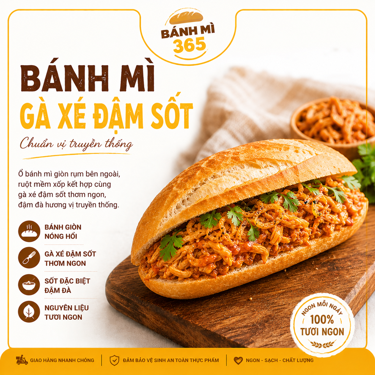 Bánh mì gà xé đậm xốt — ảnh 2